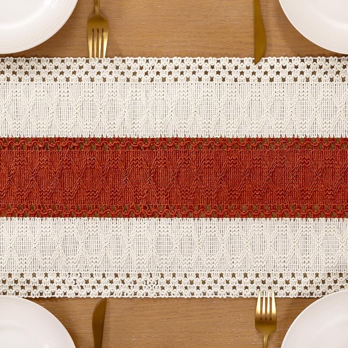 Boho Table Runner Summer Farmhouse Rustic Dining Dresser Scarf Home Decor | - Image 2
