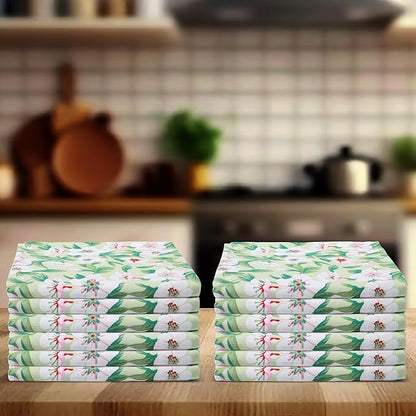Urban Villa Dinner Napkins Lilly Print Cloth Napkins Set of 12 Premium Quality Dinner Napkins Cotton Oversized 20X20 Inches Cloth Napkins with Mitered Corner Ultra SoftDinner Napkins