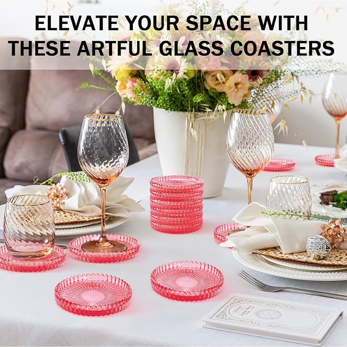Modern Clear Glass Coasters Set of 6, Cute Coasters Table Mats - Image 3