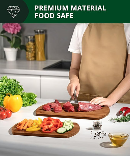 ROYAL CRAFT WOOD Wooden Cutting Boards for Kitchen Meal Prep & Serving - Non Toxic cutting board Bamboo Wood Serving Board Set - Charcuterie & Chopping Butcher Block for Meat