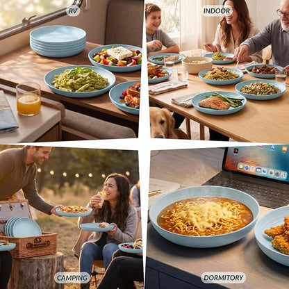Wheat Straw Deep Plates 9 Inch Unbreakable & Lightweight Plastic Dinner Plates - Image 7