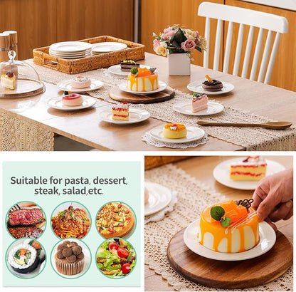 OMAYKEY 6 Inch Ceramic Dessert Plates Set of 18, Small Salad Plates, Porcelain Round Shaped Dinner Plates, Appetizer Plates for Cake Waffles Snacks Side Dish, Oven Microwave Dishwasher Safe, White