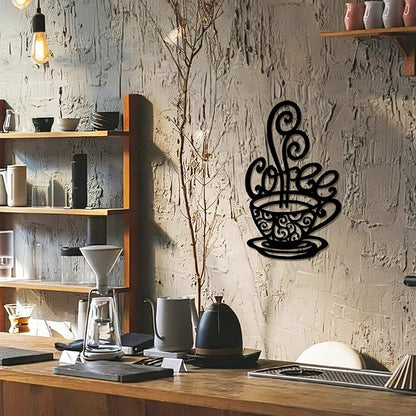 Oubasa Metal Coffee Cup Wall Decor, Minimalist Cafe Themed - Image 6