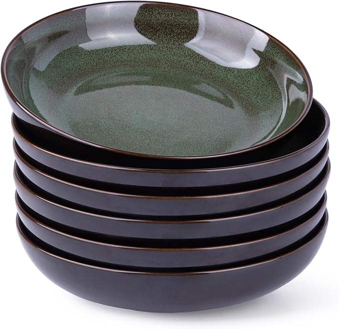 LERATIO 9.0" Ceramic Pasta Bowls Set of 6, 38oz Large Stoneware Bowls Set | by LeRatio