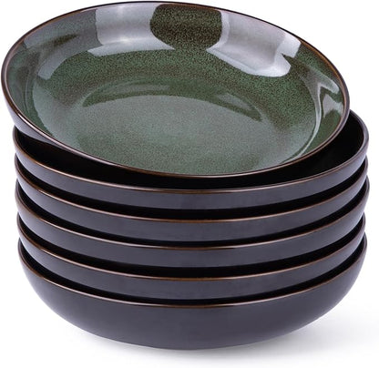 LERATIO 9.0" Ceramic Pasta Bowls Set of 6, 38oz Large Stoneware Bowls Set | by LeRatio