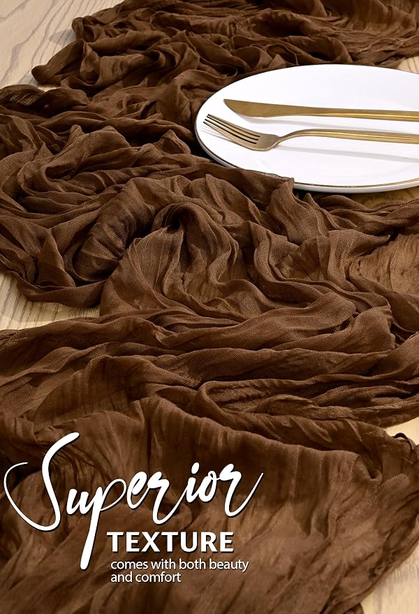 4 Pack Cheesecloth Table Runner 10FT Brown Table Runner Boho Gauze Cheese Cloth - Image 4