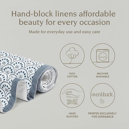 Over&Back 18x90 Hand-Blocked Printed Cotton Table Runner - Image 2