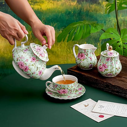 Agyiuns Tea Cup and Saucers, 6.4oz Floral Tea Cups - Image 6