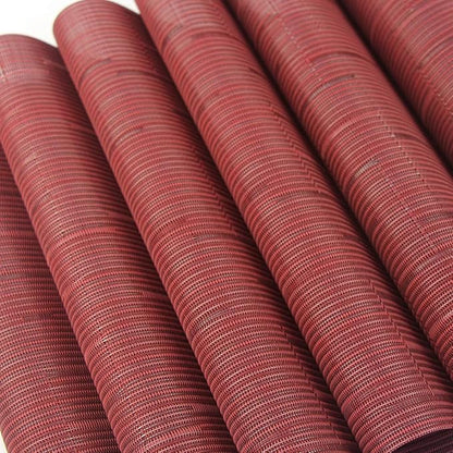Placemats for Dining Table Washable Easy to Clean PVC Placemat Heat-resistand Woven Vinyl Wipe Clean Table Mats (placemats Set of 6, Bamboo Red)