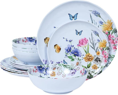12 Piece Melamine Dinnerware Sets by LECHOO