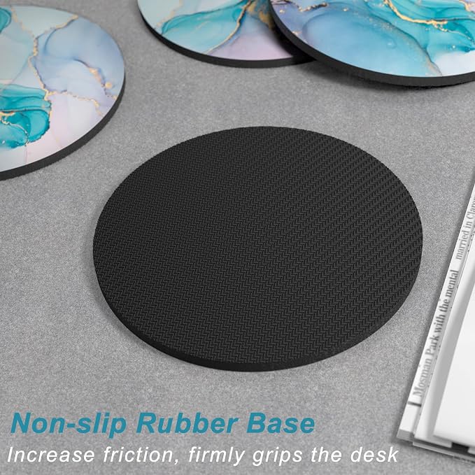 Coasters for Drinks, Kitchen Home Decor Housewarming Gift, Round 4 in - Image 5