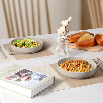 LIANYU Pasta Bowls Set of 4, 33oz Stoneware Salad Serving Bowls, Large and - Image 5