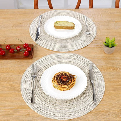 SHACOS Round Placemats Set of 6 Braided Circle Place Mat Washable 15 inch Table - Image 7