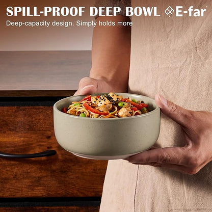 E-far Cereal Bowls Set of 6, 27oz Ceramic Deep Soup Bowls - Image 6