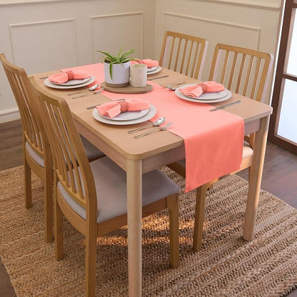 Encasa XO Table Runner, Cotton Canvas Dining Runner 13"x104" | Coral, 180 GSM - Image 2