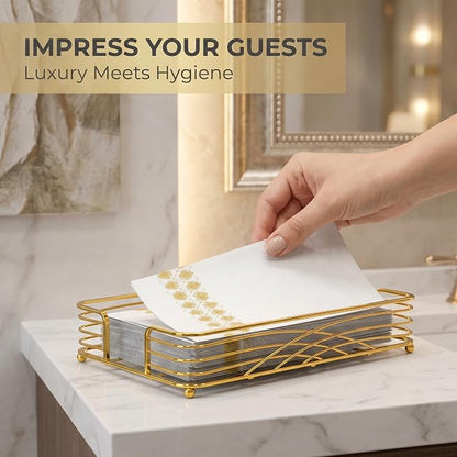 Guest Hand Towel Holder Tray for Bathroom Countertop, Powder Room & Vanity Use - Image 2