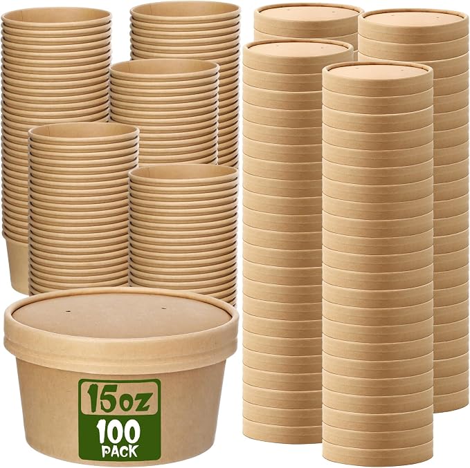 Fulmoon 100 Pack Paper Soup Containers by Fulmoon