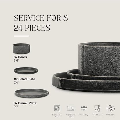 Stone Lain Bao Dinnerware, Charcoal | Charcoal Textured Finish - Image 3