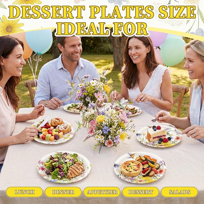 40 PCS Spring Floral Paper Plates - Image 7
