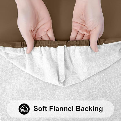 Smiry Rectangle Tablecloth, Elastic Fitted Flannel Backed Vinyl Tablecloths for 4ft Folding Tables, Waterproof Wipeable Table Covers for Indoor, Outdoor, Picnic and Camping (Brown, 30"x48")