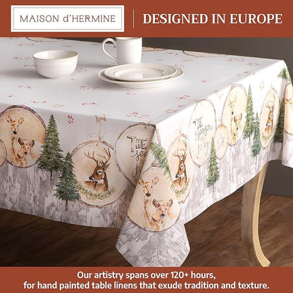 Maison d' Hermine Table Cloth Rectangle Table 100% Cotton 70 x 90 Inches Fall Tablecloth Reusable Everyday Use for Thanksgiving Christmas Decorations Dining Farmhouse Party (Mountain Life)