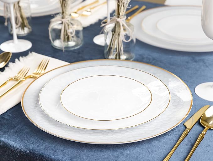 PLASTICPRO 64 Piece Combo Plate Set includes 32-7'' inch Plates & 32-10'' inch - Image 2