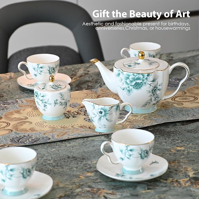 ACMLIFE Tea Set for Adults, Vintage Floral Tea Cup Set - Image 5