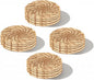 ALPHA Living HOME Handmade Cane Bar Coaster Set of 12-4 Inch Round Woven Natural Brown Drink Mats for Table, Coffee Mug, Glass - Rustic Rattan for Home, Bar, Kitchen Décor
