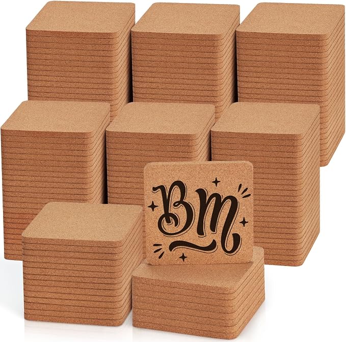 160 PCS Cork Coasters for Laser Engraving, Thick Absorbent Blank Coasters | 4 by GOHDODD