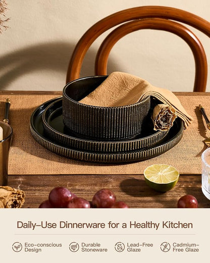 Stoneware Dinnerware Sets, Reactive Glaze Dishes Set - Image 5