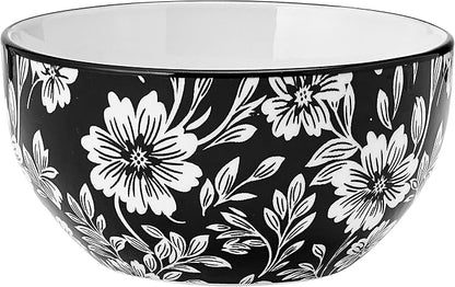 Pfaltzgraff Midnight Blooms 12 Piece Floral Stoneware Dinnerware Plate Bowl - Image 9