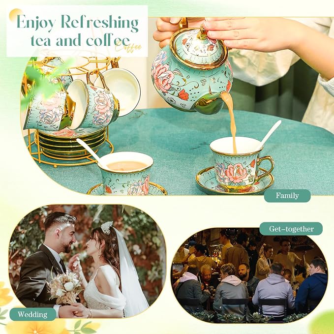 20 Pcs Porcelain Tea Set for Adults - Image 5