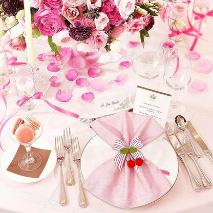 10 PCS Valentine's Day Napkin Rings Wood Pink Bow Napkin Rings Wedding Napkin Ring Holders Romantic Table Decor for Valentine's Day Anniversary Dinner Party
