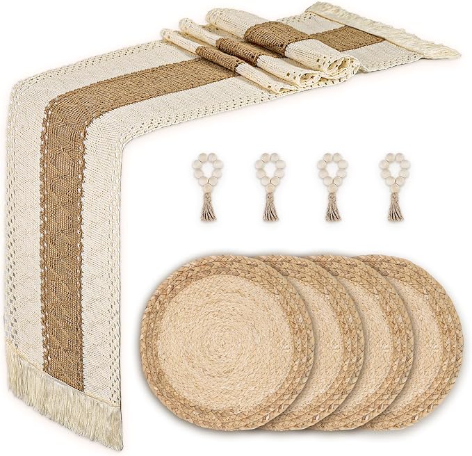 Placemats Set of 4, Natural Round Placemats by Zology