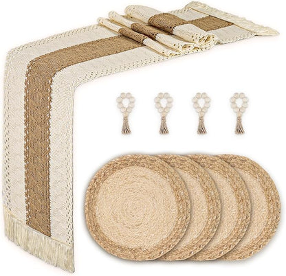 Placemats Set of 4, Natural Round Placemats by Zology