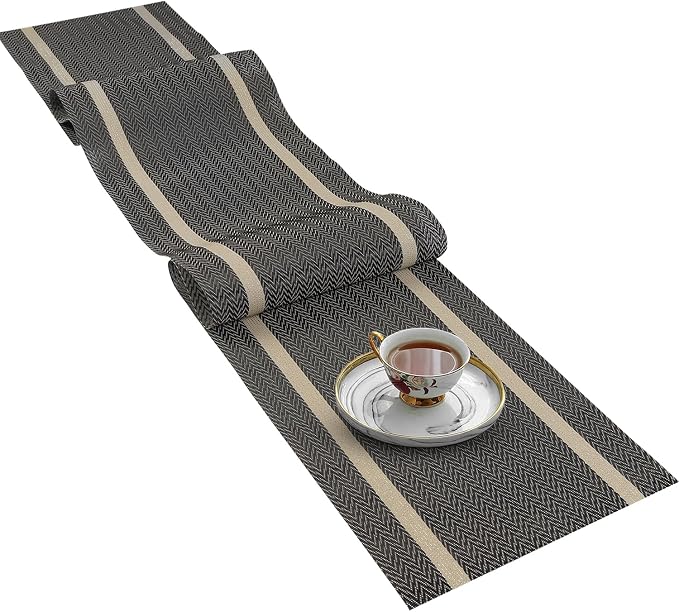 FAVE Woven Vinyl Table Runner 72x12 Inches Heat Resistant Table Runner | - Image 3