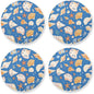 Seashells Different Shapes and Starfish Aesthetic Coaster 4 Pcs Corkboard by KLL