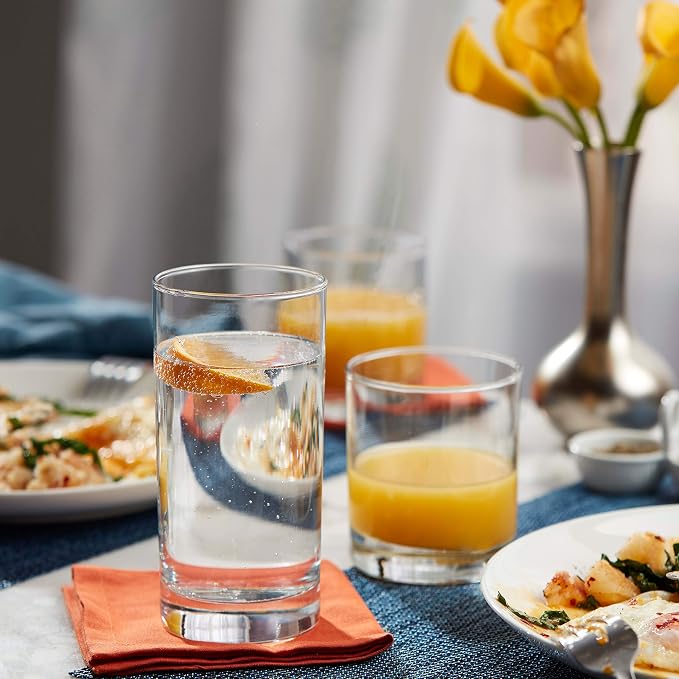 Province Tumbler & Rocks Drinking Glasses Set of 16, Tall Glass Cups | 15.2 oz - Image 2
