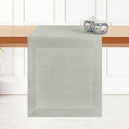 D'Moksha Homes Linen Table Runner 60 Inches - 100% Pure Linen Silver Grey Table Runner 14 x 60 Inch for Coffee Tables, Dresser, Spring, Easter - Machine Washable
