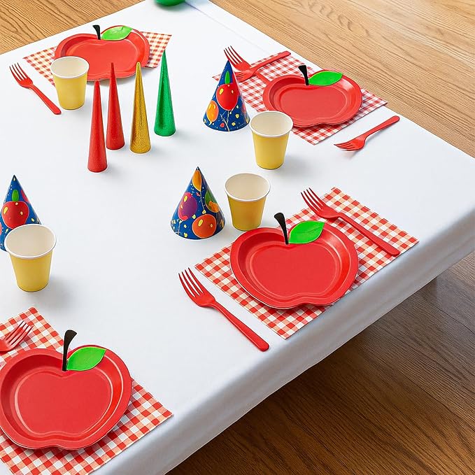 100 Pcs Apple Party Supplies Set, Serves 25 – Disposable Apple-Shaped Paper - Image 6