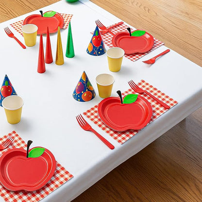 100 Pcs Apple Party Supplies Set, Serves 25 – Disposable Apple-Shaped Paper - Image 6