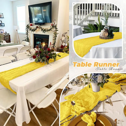 6 Pack Lemon Yellow Cheesecloth Table Runner 20 x 120 Inch Gauze Table Runner - Image 7