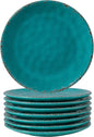 Melamine Dessert Plate, 6 inch Small Dinner Plates, Set of 8, Vintage Appetizer Plate Serving Dishes, Small Serving Plates Party Plates for Fruit Snack Side Dishes, Teal