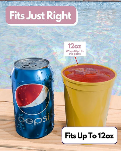 PartyPrints 100 Pack Small 10 to 12 oz Assorted Reusable Blank Plastic Cups - Image 2
