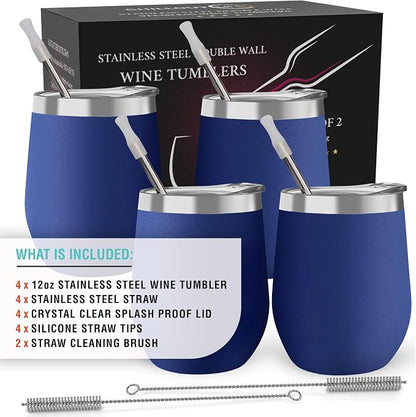 CHILLOUT LIFE 12 oz Stainless Steel Wine Tumblers 4 Pack - Image 2