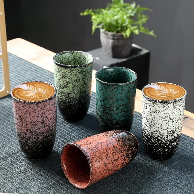 Japanese tea cups Set of 2 Chinese/Japanese style 12oz Handle-less Ceramic Tea - Image 5