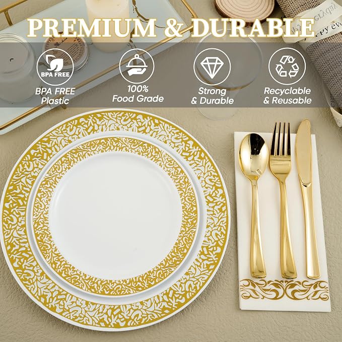 FOCUSLINE 175 Ct Gold Dinnerware Set - Image 4