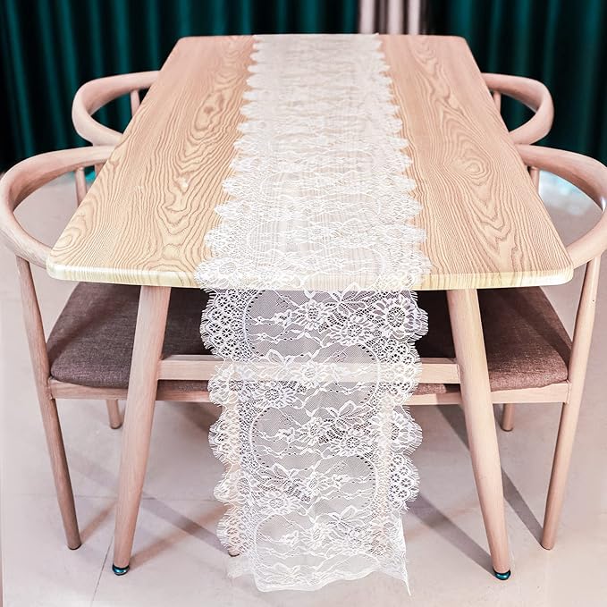 10 Pcs White Lace Table Runner 14 x 120 Inch Vintage Rustic Table Runner - Image 3