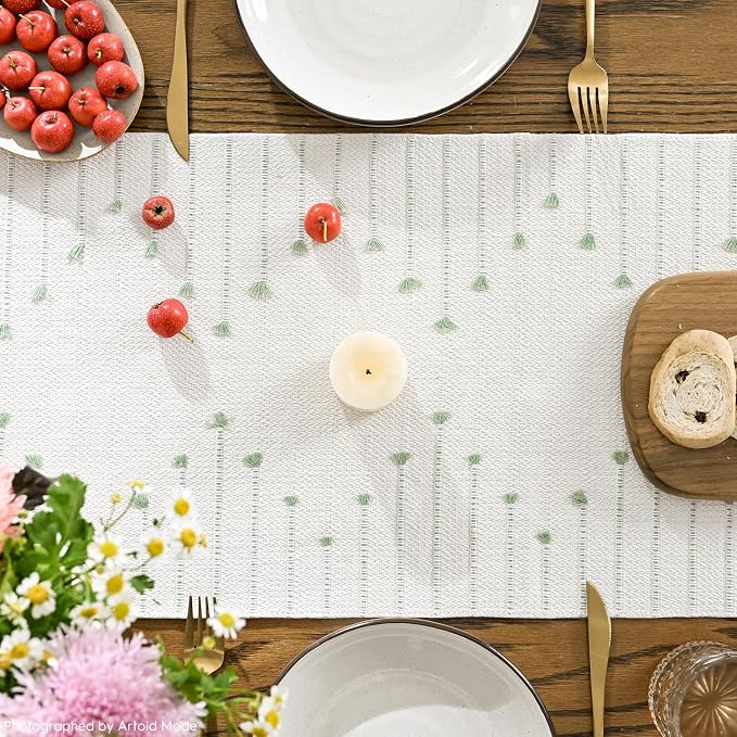 Artoid Mode Sage Green Boho Table Runner - Image 7