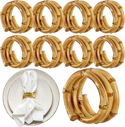 FoldTier Set of 8 Bamboo Napkin Rings Handmade Natural Napkin Holder Rings by FoldTier